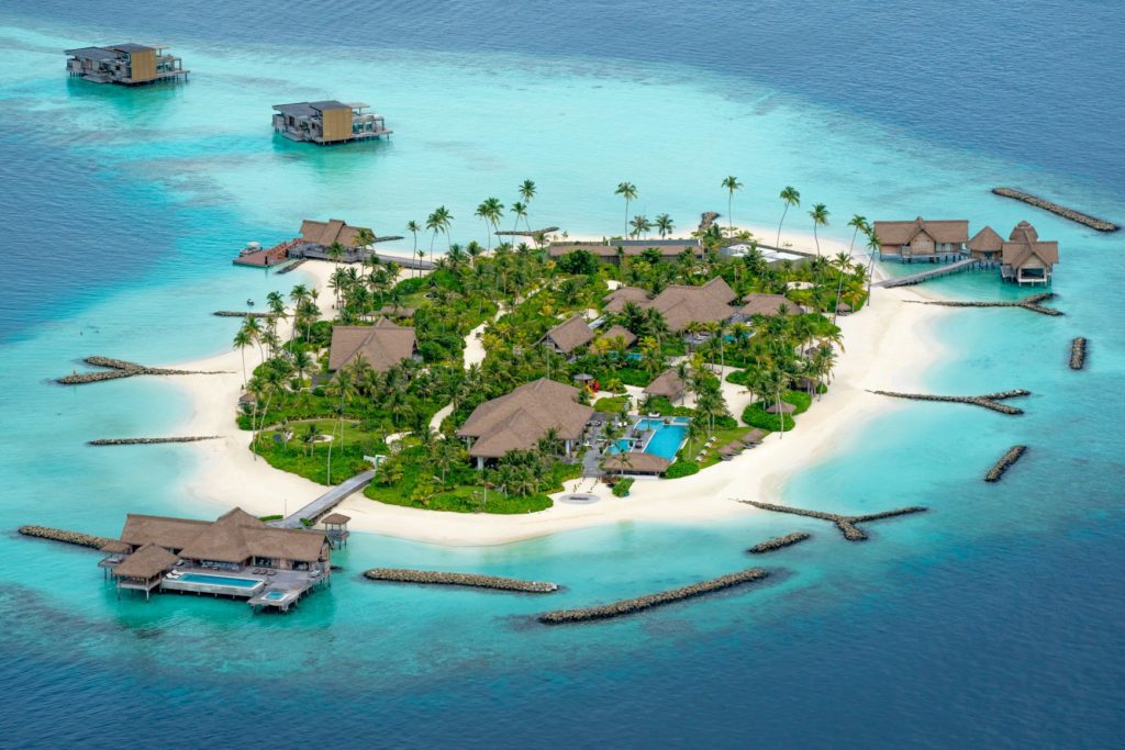Luxury aerial view of the Maldives