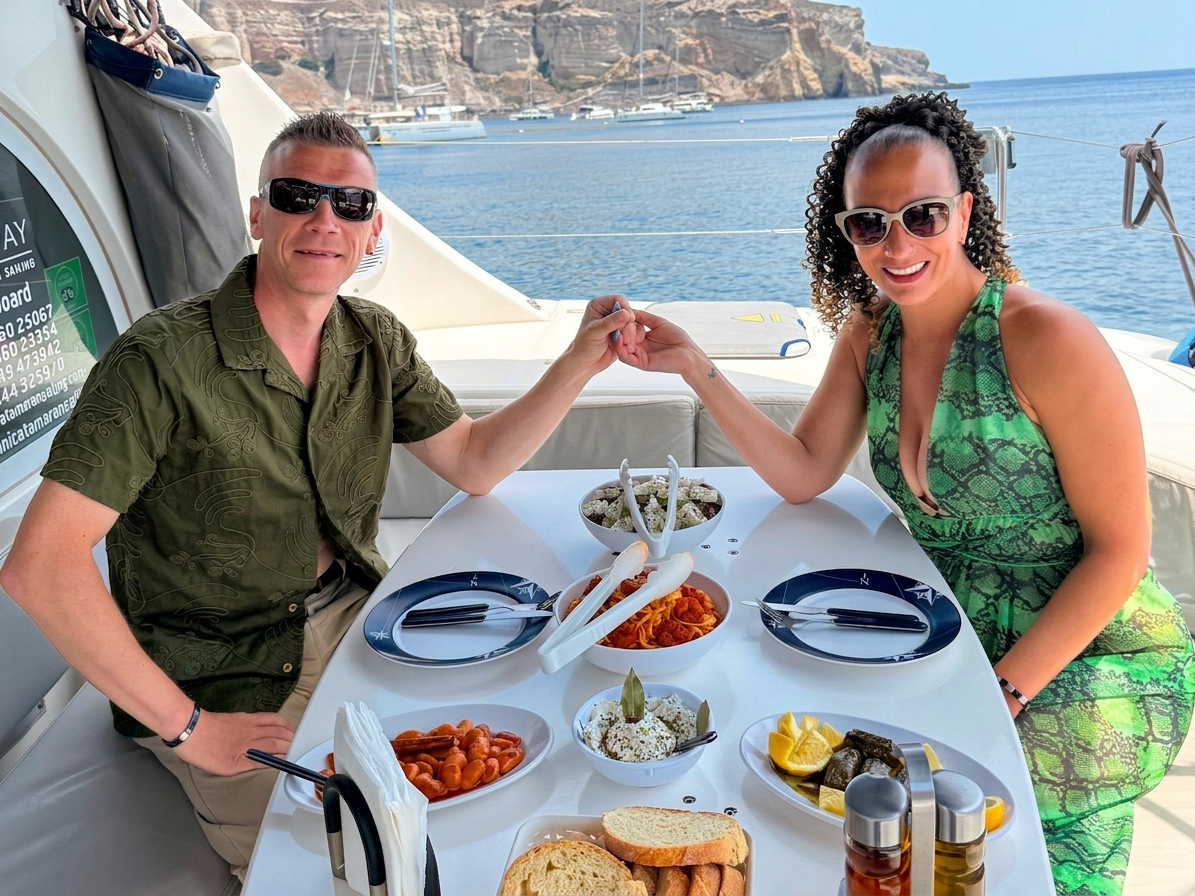On Board Lunch | Sail Away Santorini On Board Lunch | Sail Away Santorini
