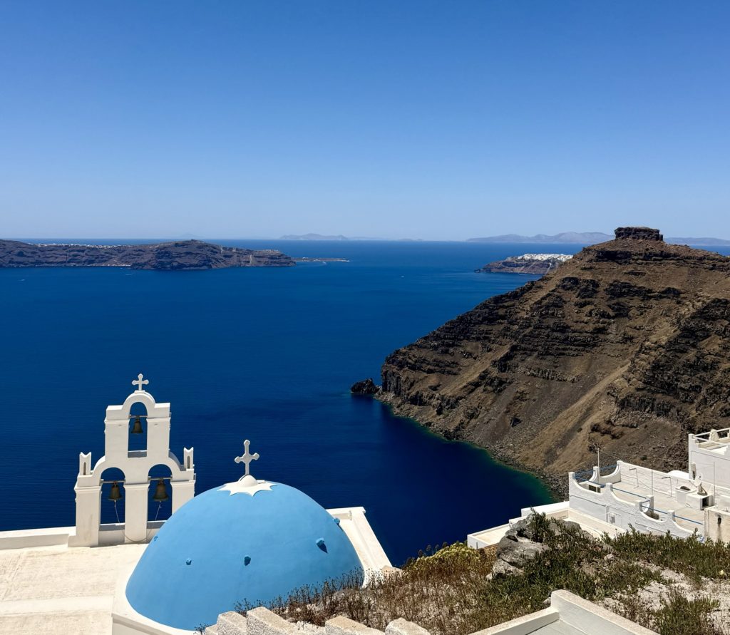 Santorini Views of the Three Bells of Fira | Accessible Santorini Tour