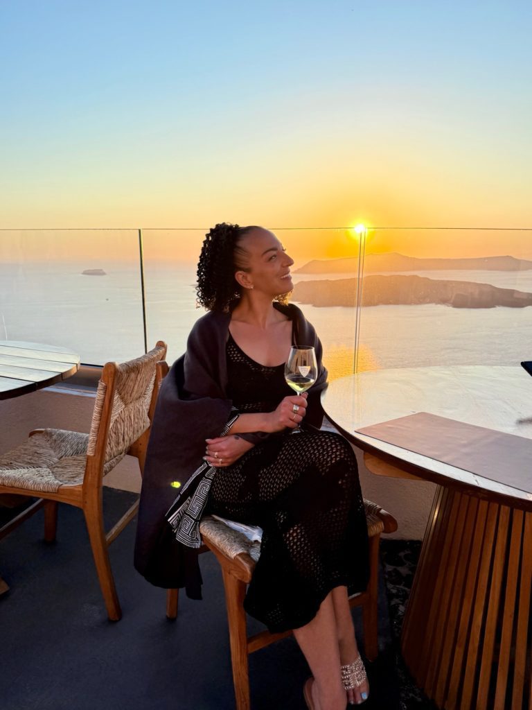 Luiz Faye | Accessible seating at Santo Wines in Santorini, overlooking the caldera.